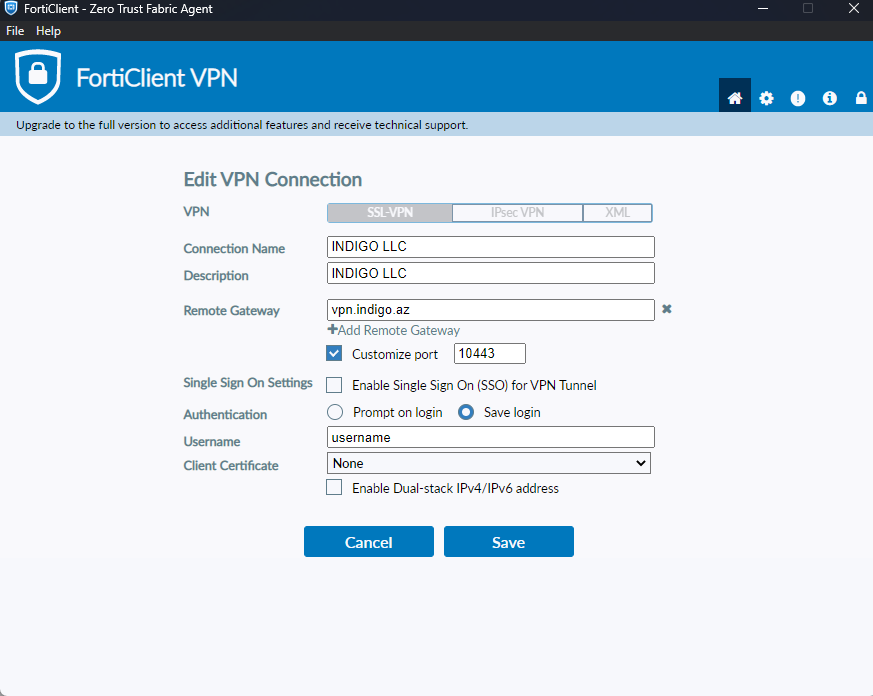 VPN settings
